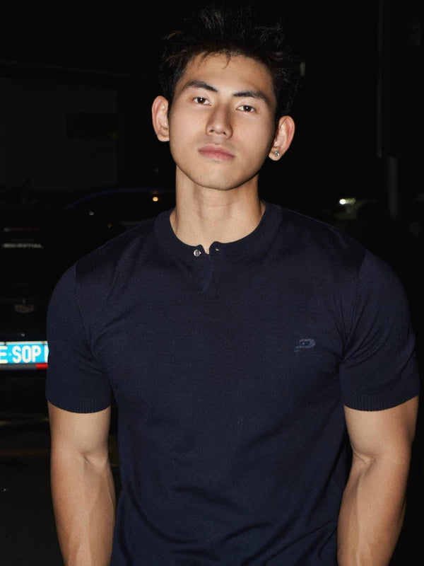 Short-Sleeve Henley Knit Sweater 3