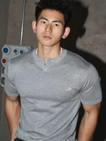 Short-Sleeve Henley Knit Sweater 5