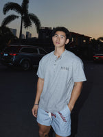 Short-Sleeve Henley Letter Embroidery T-Shirt 1