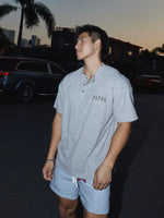 Short-Sleeve Henley Letter Embroidery T-Shirt 3