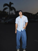 Short-Sleeve Hollow-Out Knit Button-Down Shirt 2