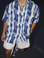 Short-Sleeve Irregular Stripe Casual Shirt 3