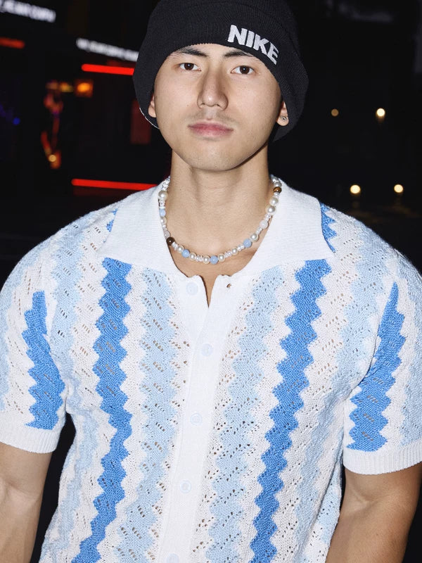 Short-Sleeve Knitted Resort Polo Shirt 5