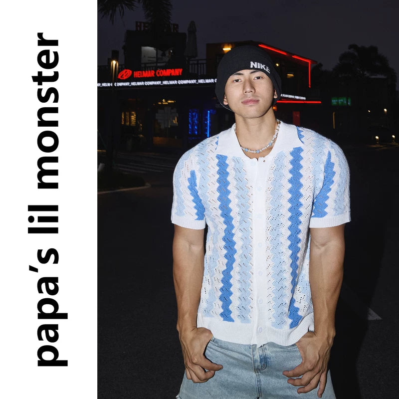 6242814767543,6242814767544,6242814767545, Short-Sleeve Knitted Resort Polo Shirt