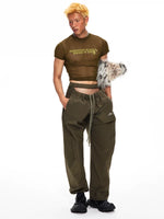 Short-Sleeve Mesh Letter Print Crop Top 5
