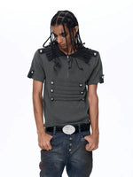 Short-Sleeve Napoleon Court Style Knit Sweater 3