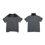 6066616088541,6066616088542,6066616088543,6066616088544, Short-Sleeve Napoleon Court Style Knit Sweater