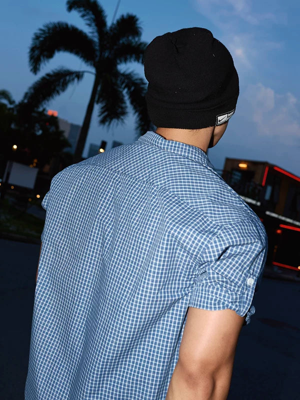 Short-Sleeve Plaid Shirt with Cuff Tabs 4