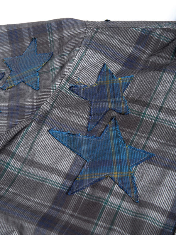 Short Sleeve Plaid Star Applique Shirt 2
