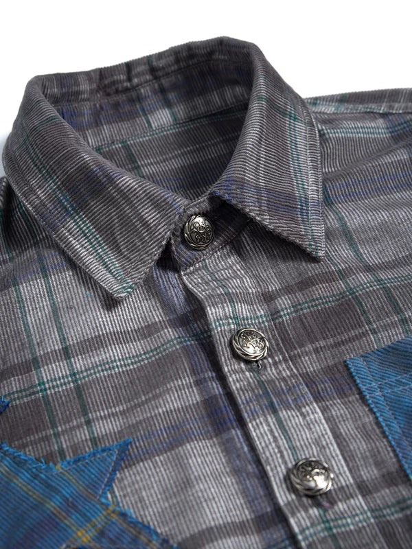 Short Sleeve Plaid Star Applique Shirt 3