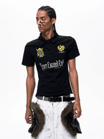 Short-Sleeve Polo Shirt with Fur Collar 4