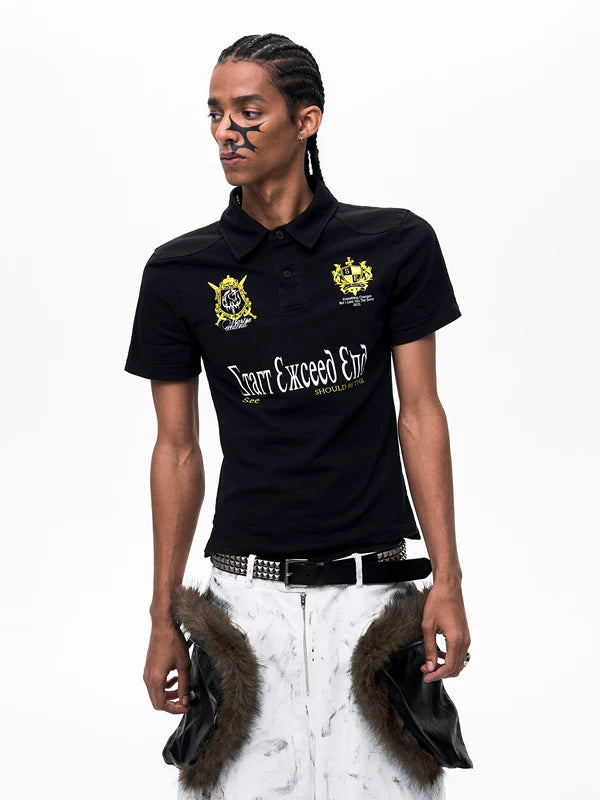 Short-Sleeve Polo Shirt with Fur Collar 4