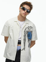 Short-Sleeve Portrait Print Camp Collar Shirt 2