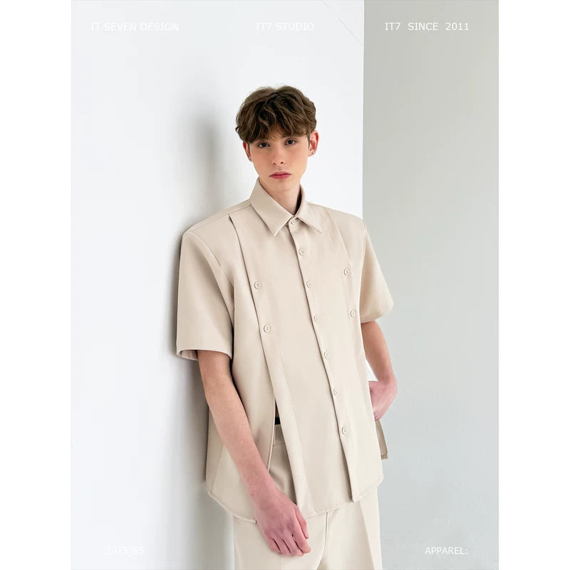 Short-Sleeve Shirt and Straight-Leg Pants Set 1