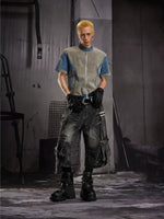 Short Sleeve Stand Collar Faux Leather Jacket 4