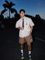 Short-Sleeve Striped Academy Shirt with Tie 2