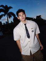 Short-Sleeve Striped Academy Shirt with Tie 5