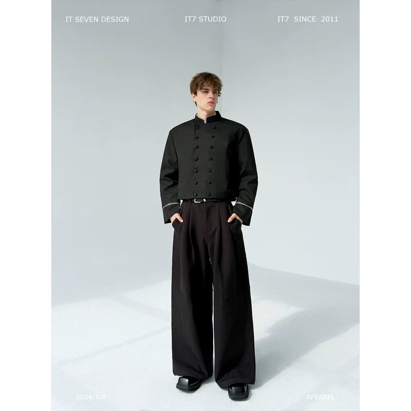 Short Stand Collar Double-Breasted Coat 1