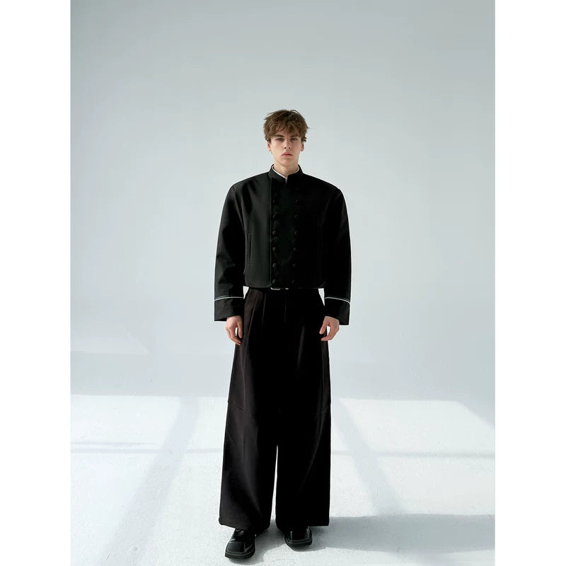 Short Stand Collar Double-Breasted Coat 4