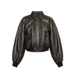 Short Wide Genuine Leather Taxi Jacket 1