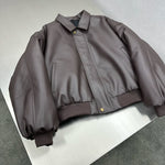Short Wide Genuine Leather Taxi Jacket 4
