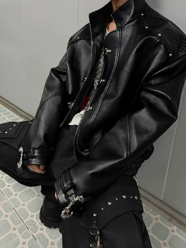 Short Wide Leather Jacket 3