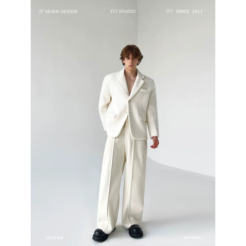 Short Wool Suit Jacket and Pants Set 1