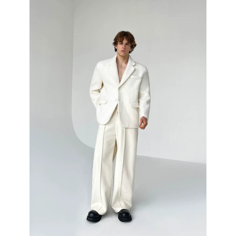 Short Wool Suit Jacket and Pants Set 3