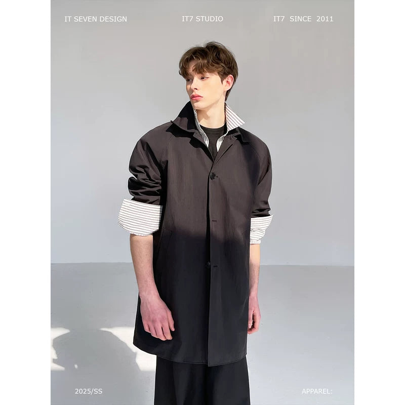 Single-Breasted Mid-Length Trench Coat 1
