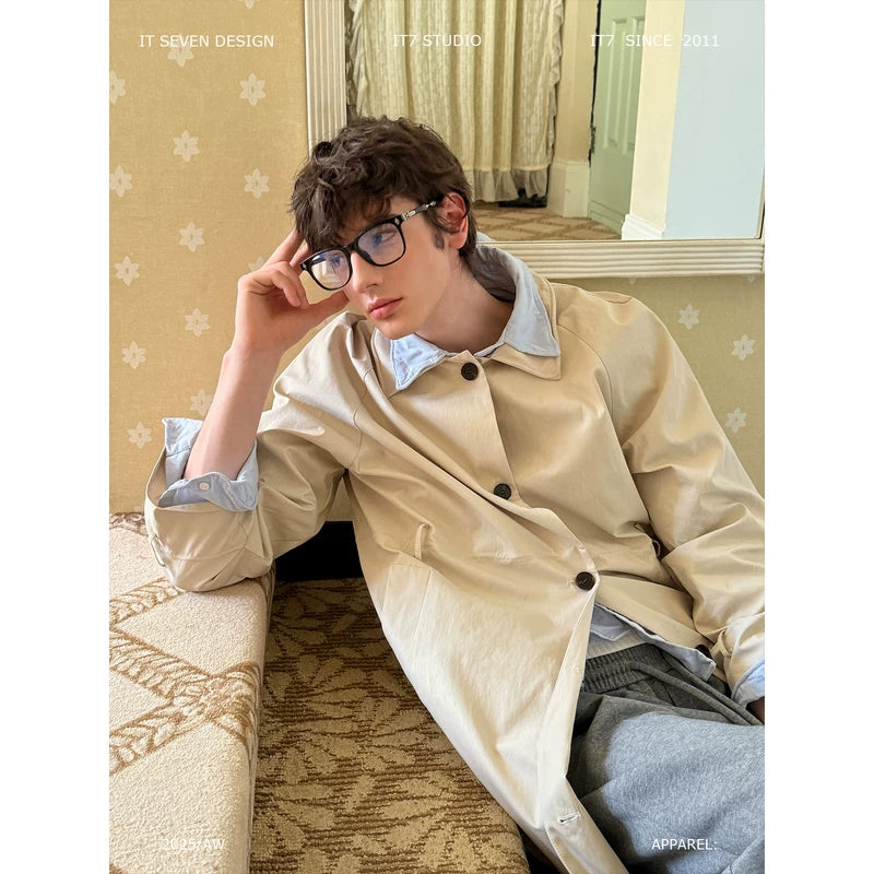 Single-Breasted Oversized Long Trench Coat 1