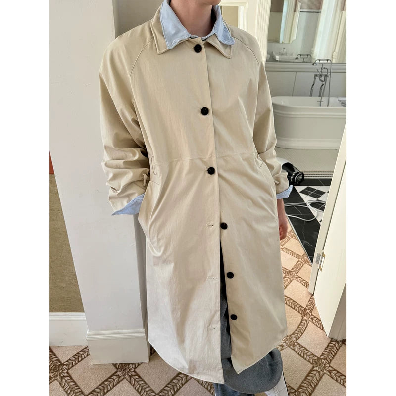 Single-Breasted Oversized Long Trench Coat 5