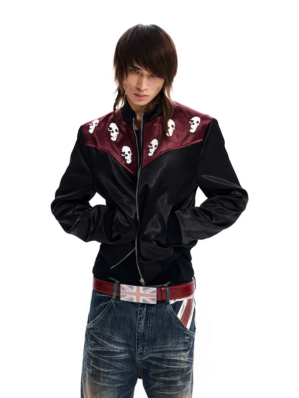 Skull Embroidered Stand Collar Jacket 1
