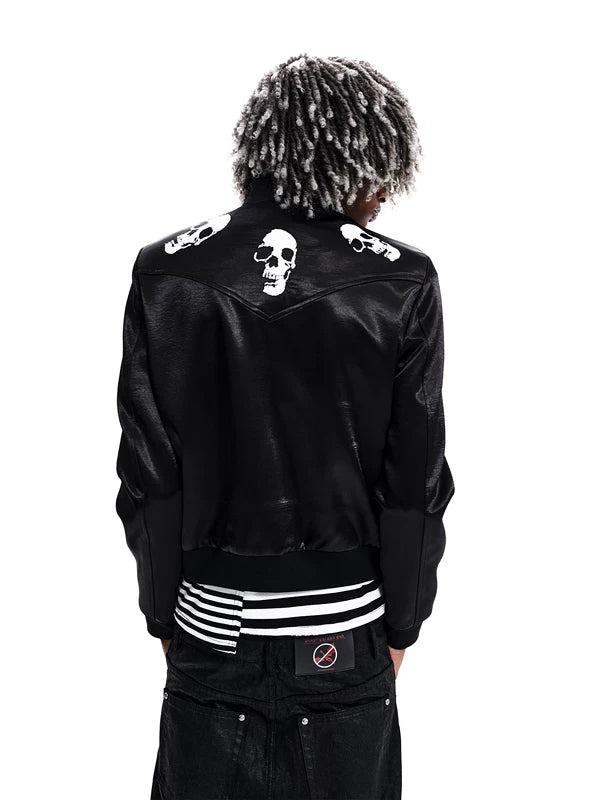 Skull Embroidered Stand Collar Jacket 3