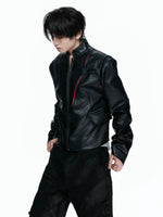 Skull Graphic Waxed Leather Jacket 4