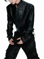 Skull Graphic Waxed Leather Jacket 5