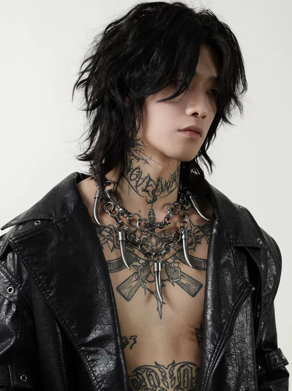 Skull Lock Punk Chain Necklace 2