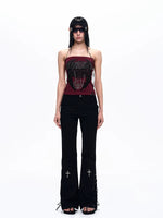 Skull Print Rhinestone Bandeau Top 4