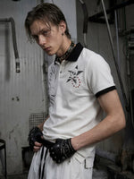 Skull Print Short Sleeve Polo Shirt 1
