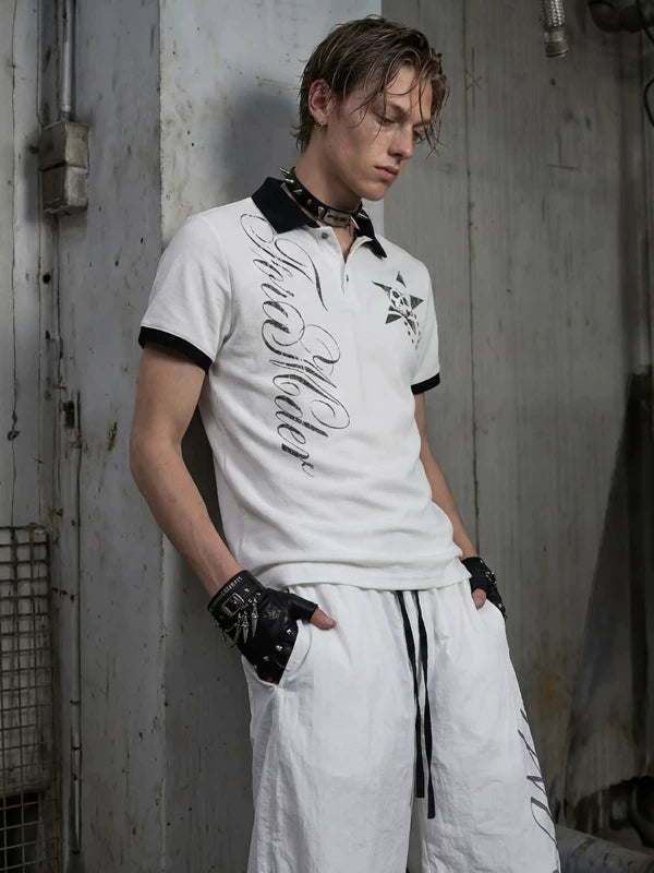 Skull Print Short Sleeve Polo Shirt 2