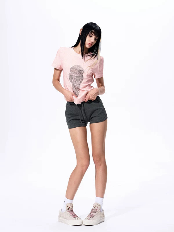 Skull Rhinestone Slim Fit T-Shirt 2