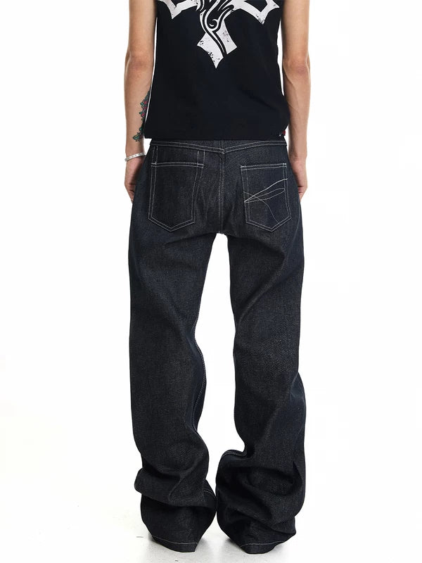 Slanted Placket Raw Denim Jeans 4