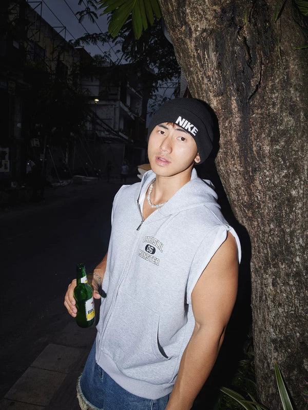 Sleeveless Zip-Up Hooded Vest 5