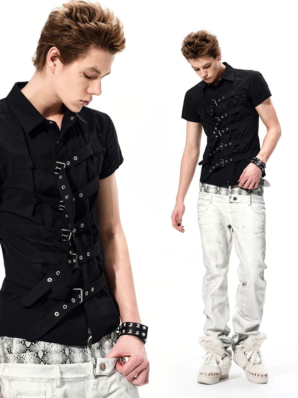 Slim Fit Buckle Strap Shirt 1