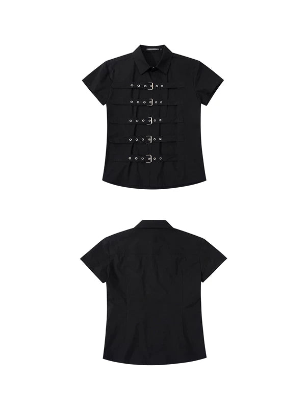 Slim Fit Buckle Strap Shirt 5