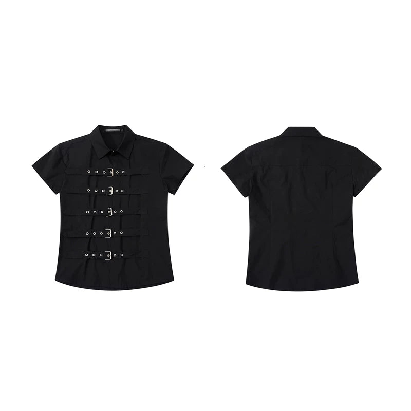 6095051245772,6095051245773,6095051245774,6095051245775, Slim Fit Buckle Strap Shirt