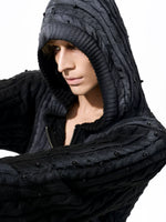 Slim Fit Cable Knit Hooded Jacket 2
