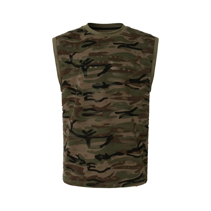 6095657281621,6095657281622,6095657281623,6095657281624, Slim Fit Camouflage Sleeveless Vest