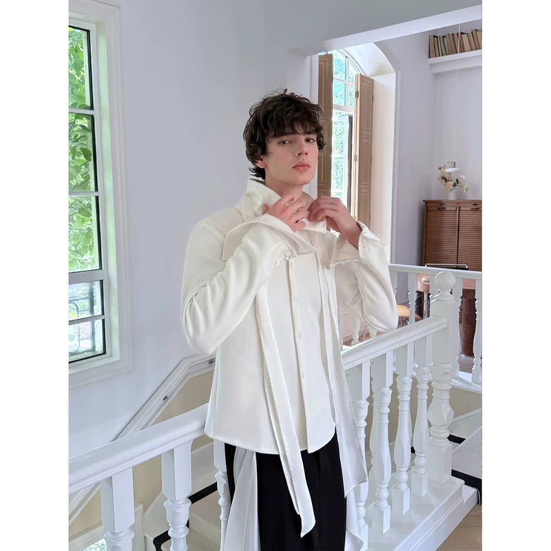 Slim Fit Collared Shirt with Ribbon Detail 3