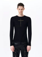 Slim Fit Cross Print Long-Sleeve T-Shirt 3