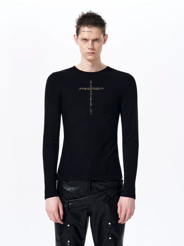 Slim Fit Cross Print Long-Sleeve T-Shirt 3
